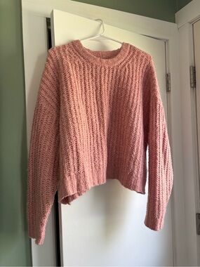 American Eagle Outfitters Chunky Knit Crewneck Sweater - Blush Pink